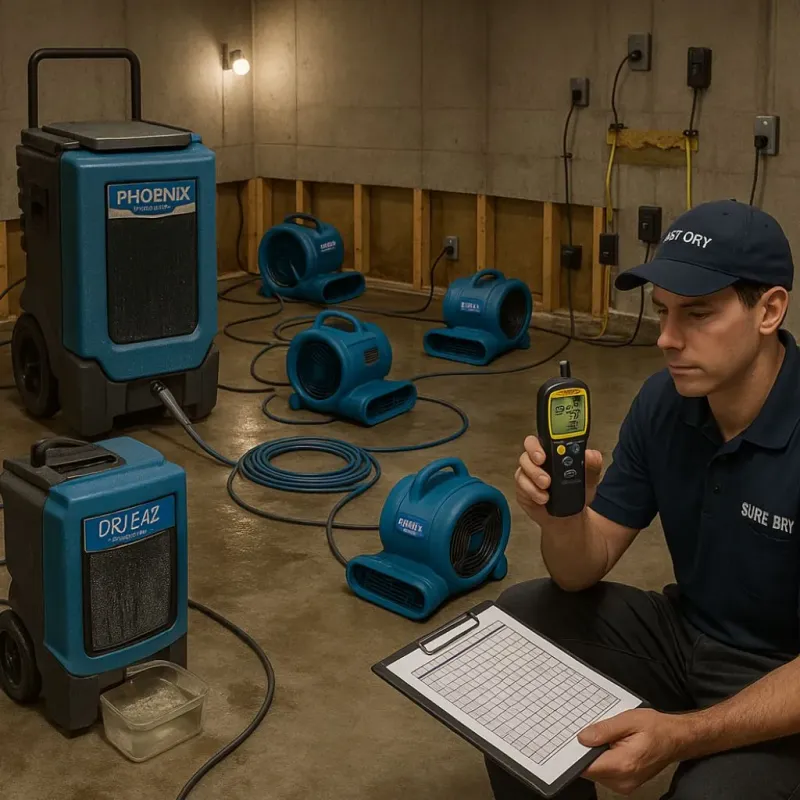 Structural Drying and Dehumidification process in Pepperell, MA